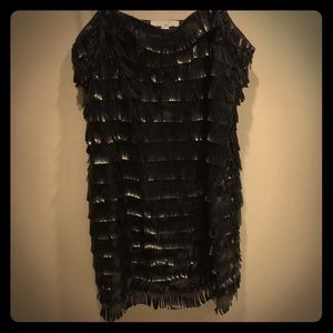 Vegan leather fringe mini dress